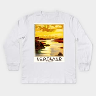 Scotland Highlands and Islands - Vintage Travel Poster Design Kids Long Sleeve T-Shirt